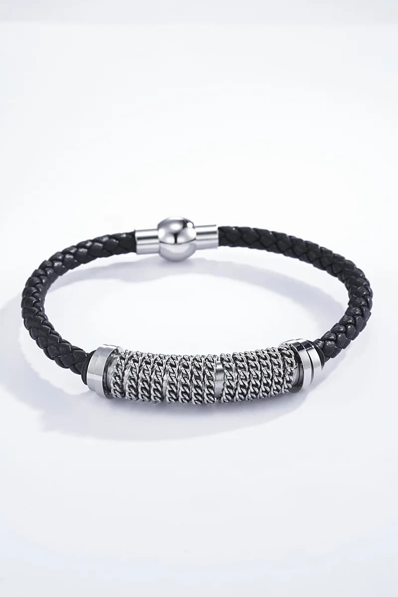 Moamico - Leren Armband Zilver