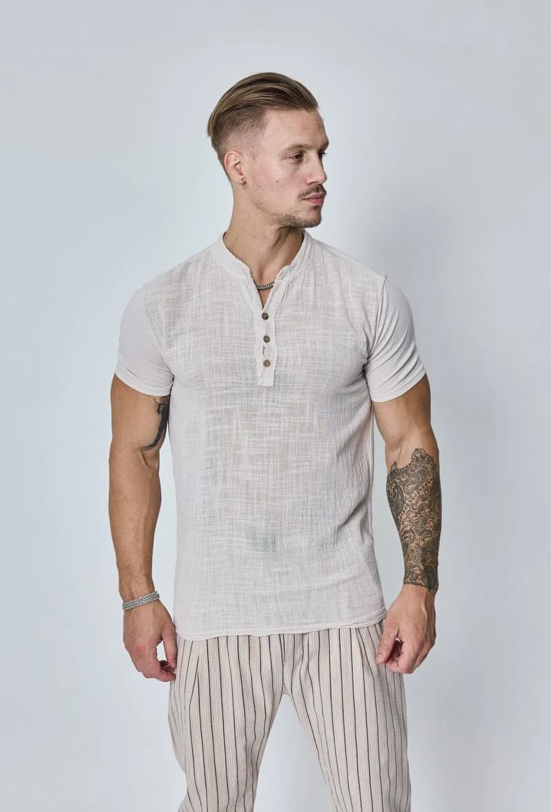 Moamico - Linnen Henley Beige